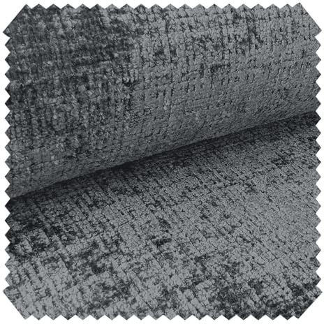 novely® CRETA Glänzender Chenille-Polsterstoff, Robuster Möbelstoff, Schwer Entzündbarer Bezugsstoff, Pflegeleichte Meterware 1lfm | Farbe: 95 Graphit