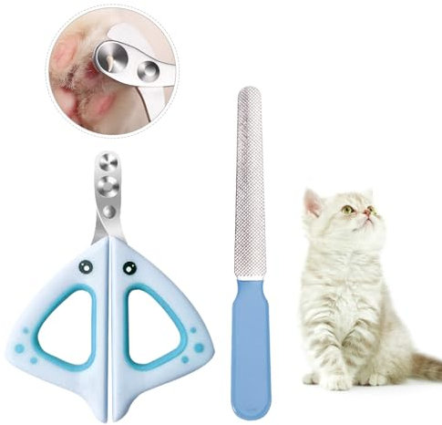 Coupe Griffes Chat, Professionnels pour Animaux Coupe Ongle Chat, Sûr Confortable Coupe Griffe Chat en Acier Inoxydable Doppeltes Rundloch, Coupe Griffe Lapin avec Lime pour Chaton