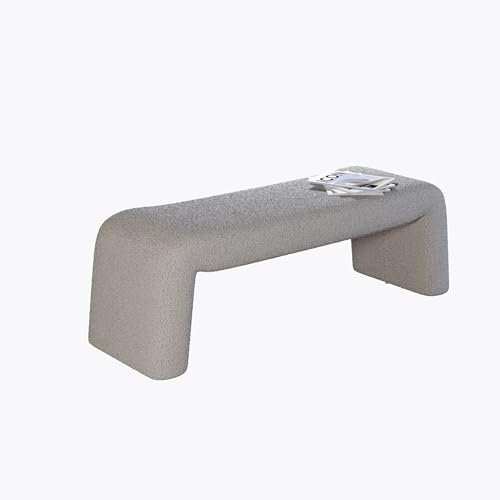 ECOFORM – Sitzbank 140x53x46cm - Moderne Teddy-Polster Pouf Hocker - Hochwertige Stoffe: Bouclé Stoff, Schaumstoff, Holz - Teddy Hocker in Mehreren Farben (Hellgrau) - Belastbarkeit max 200 kg