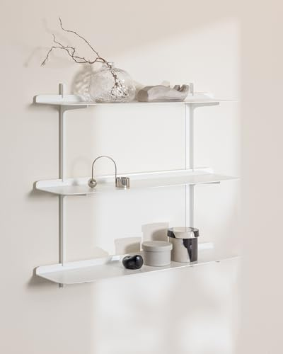 Metallbude Wandregal LINARA - Weiß - Minimalistisches Metallregal mit Wandmontage- Kratz-, Stoß- & Schlagfest - 3 Ablagen - 68x17,2x60,6 cm