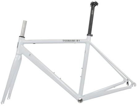 BSFHQS Fahrradrahmensatz 700C Rennrad Rahmen Schnellspanner Rahmen 100/130MM Aluminiumlegierung Fahrradrahmen 47 50 53cm C-Bremse/Felgenbremse Rahmen Halb-interne Führung(White,50cm)