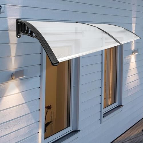 Türvordach 200 x 90 x 24 cm Transparent Regendach Außendach für Haustür Fenster Balkon Garage Schaufenster Garten Terrassen