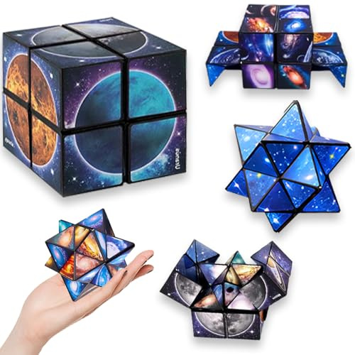 TenaLucy Zauberwürfel Sternenklarer, Fidget Toys Infinity Cube 2 in 1 | Sternenklarer Himmel Zauberwürfel, Galaxie Puzzle Anti Stress Spielzeug, Infinity 3D Puzzle Würfel für Jungen Mädchen