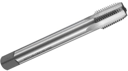 sourcing map Gewindebohrer mit gerader Nut, NPT 1/4-18 Gewindebohrer, Gewindefräsmaschine, 6542 Hochgeschwindigkeitsstahl (HSS), 100 mm lang
