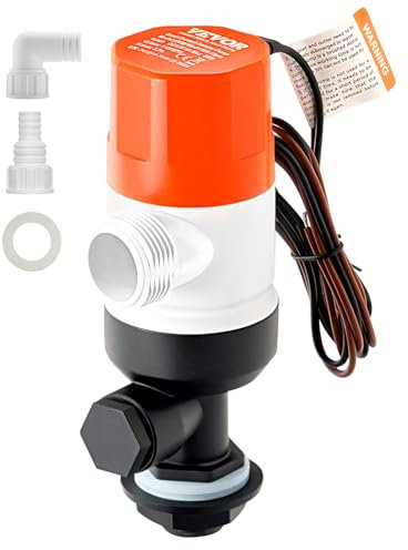 VEVOR Bomba de Pozo Vivo para Barco, 43 W 1100 GPH Bomba de Aireación de Pozo Vivo Recta con Entrada Doble, Carcasa ABA y Cartucho de Motor Desmontable, Prueba Corrosión para Agua Dulce y Salada