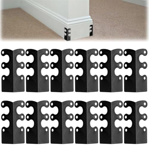 INCREWAY Metal Baseboard Corner Protectors, 12PCS Vintage Skiffers Skirting Decorative Protector Cover Table Corner Edge Cover Safety Bracket with Screws, Black