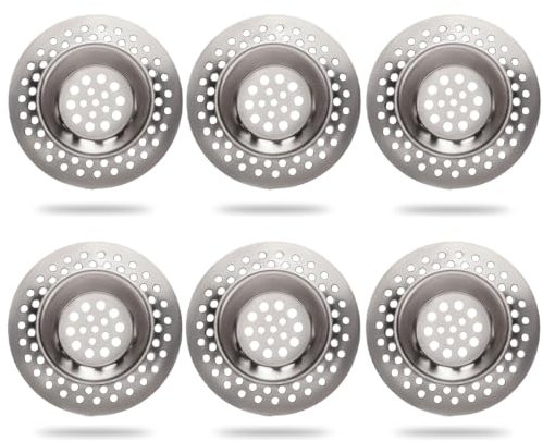 6 Piezas Filtro de Fregadero de Acero Inoxidable,Rejilla Desague Ducha,Rejilla Fregadero Cocina,Colador de Drenaje,Filtro de Drenaje,para Cocina, Ducha, Baño y Lavabo