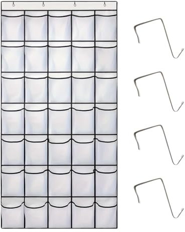 ZHYUAN Organizador de Zapatos para Puerta,con 35 bolsillos,Organizador colgante multifuncional,almacenamiento de zapatos, bolsa de almacenamiento colgante, organizador de zapatos (Blanco)