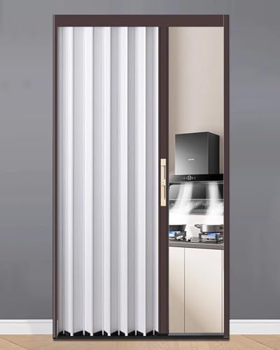 Porte Accordéon Interieur Portillon Accordéon Pliable et Verrouillable Intérieur, Porte de Placard en Aluminium avec Serrure à Clé, Portes Moustiquaires Coulissantes pour Garde-manger(Style 4,24x80in