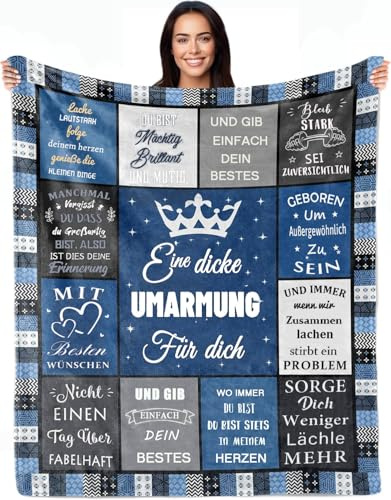 LSGXZS Geburtstagsgeschenk für Männer, Vatertagsgeschenk Decke für Papa, Freund, Kollegin, Happy Birthday Deko Decke, Flanell Patchwork Wurfdecke, Größe 150x200 cm