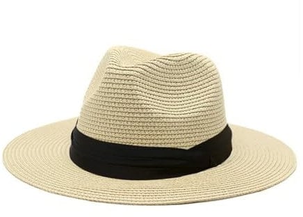 Kfwfuaee Ribbon Decors Paper Straw Hat for Adults Unisex Western Panama Handmade Beach Holiday Sunproof for Daily Clothing Unisex Fedoras Straw Beach Hat, a, One Size