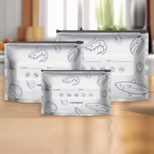 KARLOR Storage Bags Set, 30 Pieces in 3 Sizes, Aluminium Foil Freezer Bags, Reusable Food Bags with Zip, Sandwich Bags, Sealing Bags, Lunch Packages