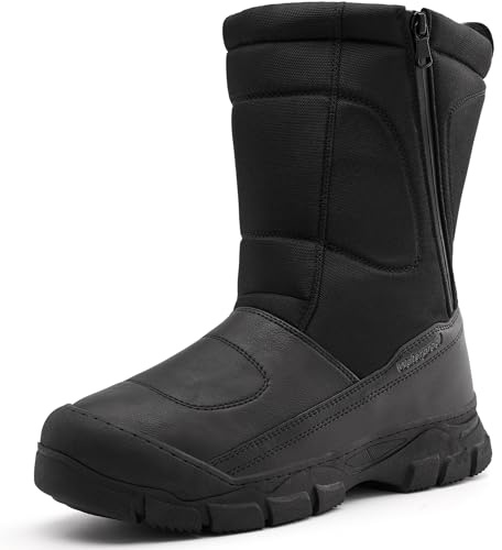 AIVEJE Schneestiefel Herren Wasserdichte Warm Gefüttert Winterstiefel Rutschfest Wanderschuhe Reißverschluss Outdoor Boots