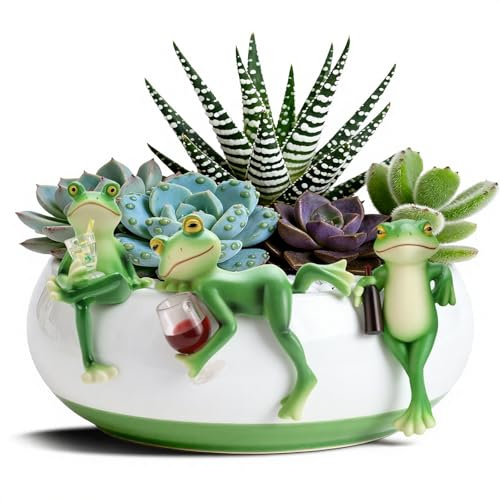 GKZB Frosch Deko 3 Stück Mini Frösche Deko Frosch Statuen Gartendeko | Mini Frosch Statuen für kreative Gartendeko. Ideal als Pflanzer-Dekorationen, für Terrasse, Rasen & Balkon