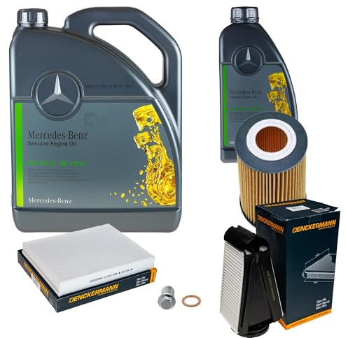 EISENFELS Inspektionspaket enthält 6 Liter Motoröl MB 229.51 5W-30 Ölfilter Luftfilter Innenraumfilter Verschlussschraube kompatibel mit C-Klasse Cabriolet A205 GLC Coupe C253 250 D 4matic 220 C205
