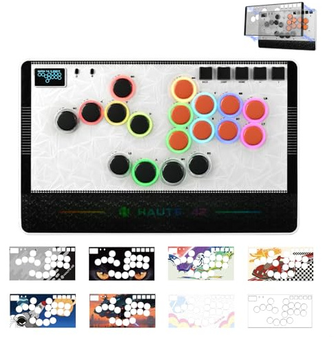 Haute42 - Mando sin palanca para juegos de arcade Haute42 C-AT blanco sin palanca, para PC/PS3/PS4/Switch Game, controlador de arcade con cierre de seguridad de cable y soporte TURBO Hot Swap y SOCD