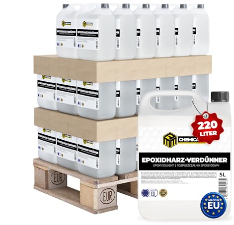 MRM Chemicals Epoxidharz-Verdünner | Epoxy Verdünner für Epoxy Resin & Epoxidfarbe | EP Verdünnung zur Viskositätsanpassung & Werkzeugreinigung 44 × 5 L (220 L)