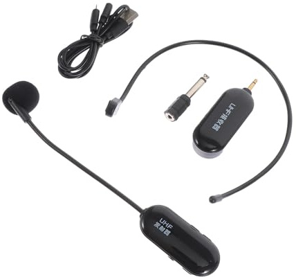 WHAMVOX Microfono Wireless Auricolare Uhf Nero Batteria Integrata 500-800mah, Connessione senza Fili, per Insegnanti e Arti Performative, Portata Fino a 50 Metri
