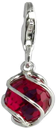 SilberDream Charm Schmuck 925 Echt Silber Anhänger rot Kugel Zirkonia FC200R Silber Charmsschmuckanhänger