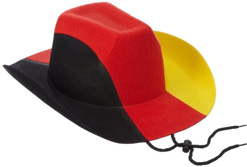Idena 950783 - Cowboy Hut Deutschland Universalgröße, schwarz / rot / gelb