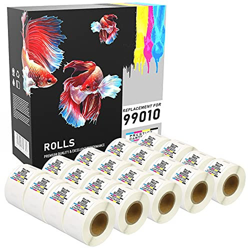 Prestige Cartridge 99010 Etiketten kompatibel zu Dymo LabelWriter 320/400/450/4XL, 28 mm x 89 mm, 20 Rollen, weiß