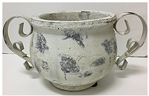 Keramik Topf Valo creme antik weiß groß D 14 cm