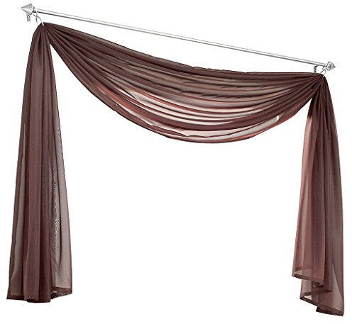 Olivia's Stylism Boutique Querbehang Deko Gardinen aus transparentem Voile Schals H*B 600 * 145cm Braun