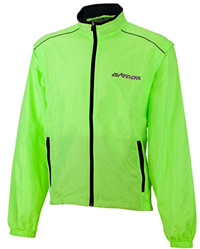 Airtracks Herren Fahrradjacke Laufjacke Abnehmbaren Ärmeln Radjacke Weste Laufweste Pro Air Winddicht Wasserabweisend Atmungsaktiv Reflektierend Xs S M L XL XXL XXXL XXXXl 3Xl 4Xl - neon - L