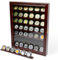 DECOMIL Solid Wood Display Case for 56 Military Challenge Coins Glass Door Wall Mounted Cherry Finish Coin Collection Supplies