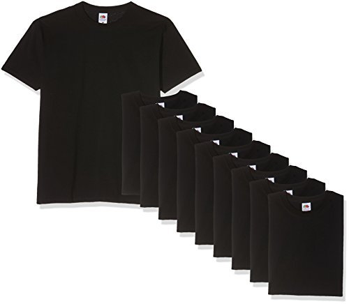 Fruit of the Loom Men's Super Premium Short Sleeve T-Shirt Pack of 10, Black, Medium