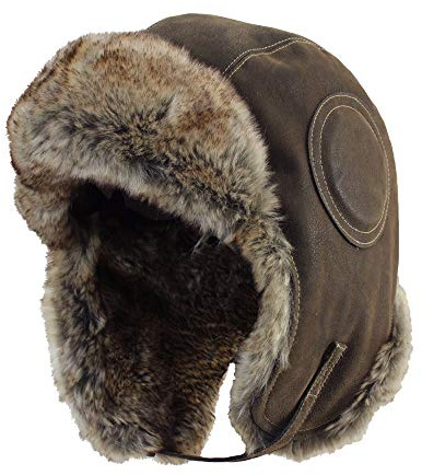Fliegermütze aus Kunstfell, Ushanka-Stil Gr. X-Large, braun