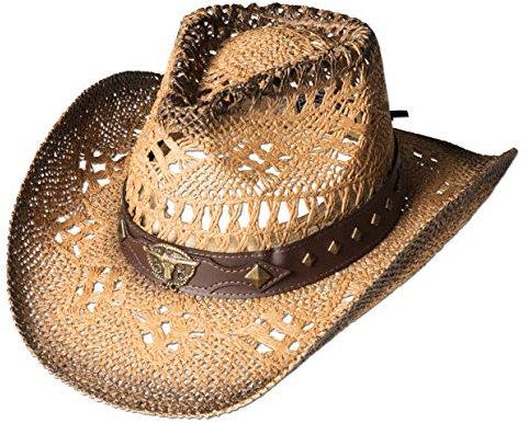 Westernwear-Shop Western Strohhut Sunset Edition Westernhut Cowboyhut Westernkleidung Strohhut für Damen und Herren (Large) Beige