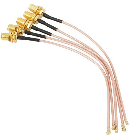 5 Stücke SMA-Buchse Koaxialkabel, Leitungen und Sonden Stecker Koax-Adapter zu UFL/u.FL/IPX/RF Montage 50Ω 15 cm für Antennen und Drahtlose Geräte