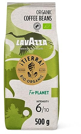 Lavazza, Tierra for Planet, Coffee Beans, 500g | Intensity 6/10, with Fruity and Flowery Aromatic Notes, 100% Organic Arabica, Light Roasting