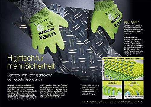 Uvex D500 Foam - Schnittschutzhandschuhe mit Grip-Beschichtung - Gr. 07/S, Lime/Anthrazit