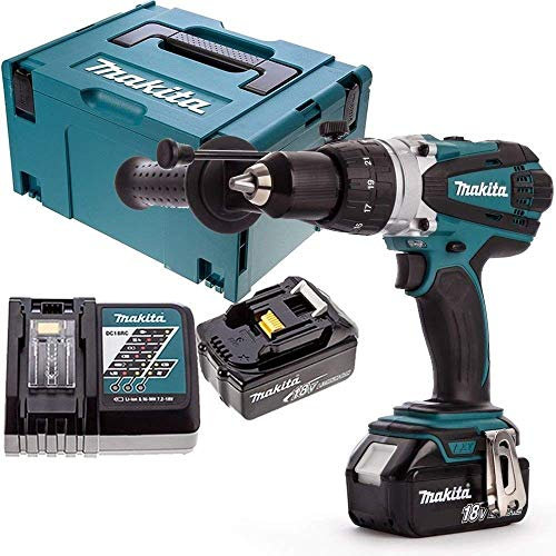 Makita DHP458Z 18V Cordless Combi Drill with 2 x 3Ah Batteries, Charger & Case