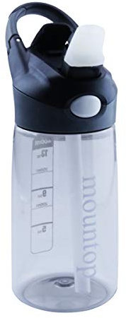 mountop Kids Water Bottle with Straw Lid and Handle, Easy Use for Girls and Boys, BPA-Free Black