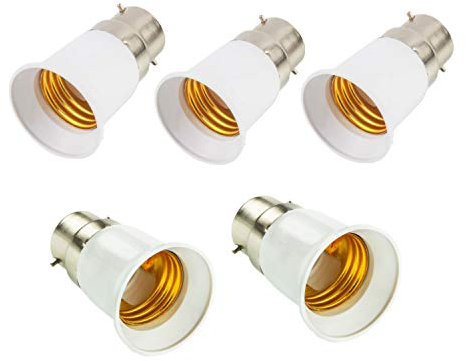 ODETOJOY B22 to E27 Converter Light Bulb Adapter Lampholder Converter Hue Lamp Socket LED Bulb Base Screw Fitting to a Bayonet Cap Fitting (5pcs)