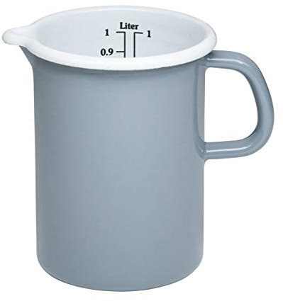 Riess, 0338-065, Küchenmaß 9, CLASSIC - PURE GREY, 10 cm Durchmesser, Höhe 14.8 cm, Inhalt 1 Liter, 0.447kg, Emaille, helles Grau, Induktion