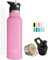 Double Walled Vacuum Insulated Water Bottle with Straw Lid & Sports Cap, Simple Kids Stainless Steel Thermo Flask, Metal BPA Free Eco Friendly Non Sweat Modern Finish Hydro Mug (350 ml, Bare Pink)