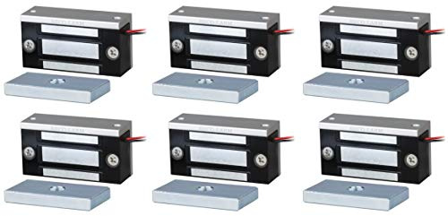 Seco-Larm E-941SA-80Q Eintüriger Mini-Maglock, Haltekraft von 80 bis 50 kg, 12 bis 24 V DC, abnehmbare Halterung, MOV-Überspannungsschutz, kein Restmagnetismus, 6 Stück