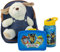 P:os 81446 PAW Patrol - Rucksack für Kinder mit abnehmbarem Plüschtier Hund Danny, Paw Patrol Brotdose und Trinkflasche in Blau, ideales Set für den Kindergarten oder bei Familienausflügen