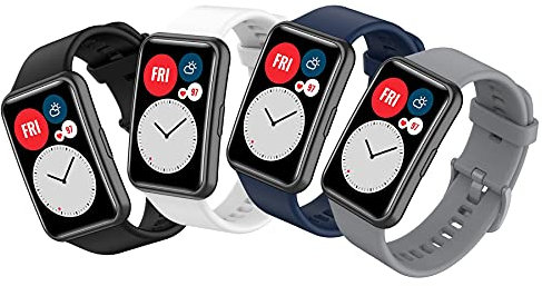 SenMore 4 Stück Armbänder Kompatibel mit Huawei Watch Fit/Watch Fit New/Watch Fit Elegant Ersatzbänder Silikonband Sportarmbänder Armband für Damen Herren Smartwatch Zubehör