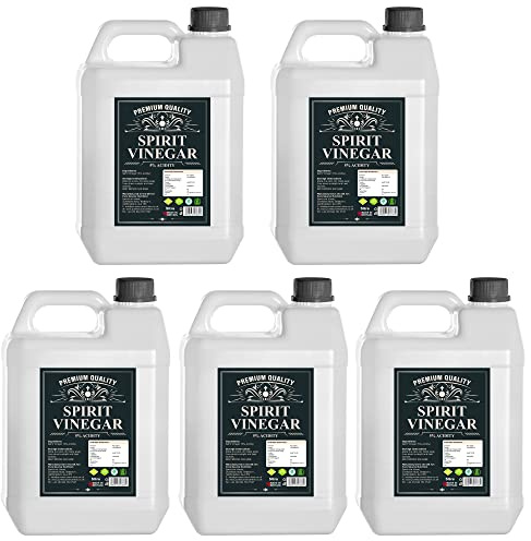 Distilled White Vinegar 25 LITRE (5L Pack of 5) 25L Perfect For Cooking – Pickling – Marinating – Cleaning – Laundry – Killing Weeds – Baking – Dishwasher Pure White Spirit Vinegar by PSN