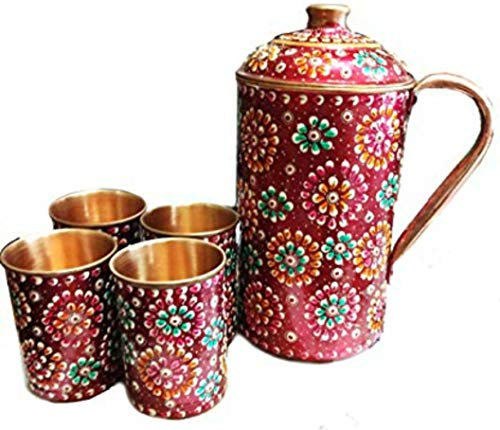 Crafting with Love A HANDMDE - Brocca in rame con vetro stampato, 5 pezzi