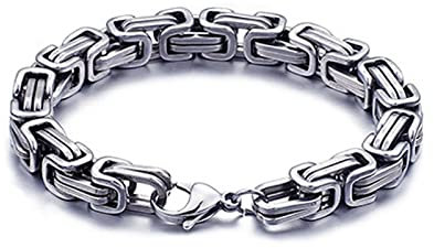 WHOIY Herrenarmband in Edelstahl, Dick Glieder Link Armbänder für Männer Zeitloser Herrenschmuck, 20cm Länge, 6mm Breite, Silber
