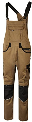 Hans Schäfer Workwear HSW Professional – Latzhose für Herren – Lange Arbeitshose mit Knietaschen – Bequem, strapazierbar und qualitativ – Sand, 32