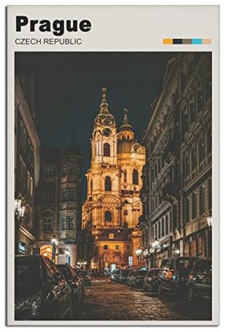 Prager Vintage Reiseposter Leinwand Kunst Poster Geschenk Wanddekoration Malerei Poster Dekorative Poster