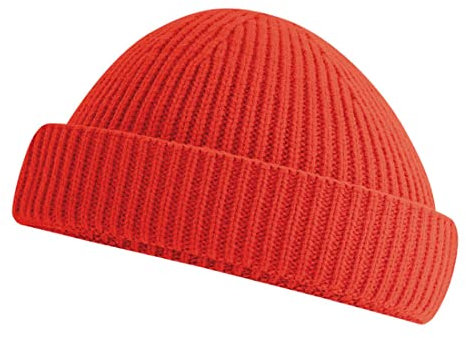 Fisherman Beanie Rippstrick Fischermütze Kurze Strickmütze Flache Kuppe rPET Rot
