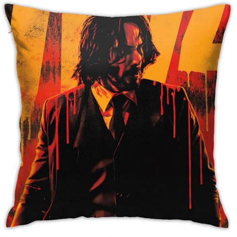 John Throw Wick Kissenbezüge 45,7 x 45,7 cm Kissenbezug, quadratischer Kissenbezug, Kissenbezüge für Sofa, Couch, Bett, Stuhl, Bauernhaus, dekorative Kissen